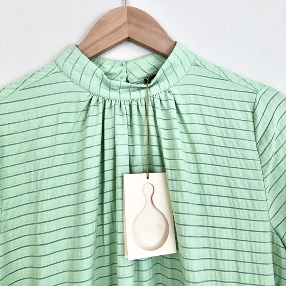 STINE GOYA Wendy Striped Ruffle Hem Dress in Sage Green - Picture 6 of 9